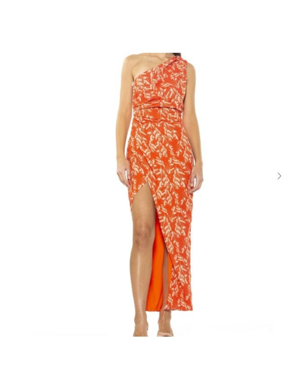 Alexia Admor Alessi Gown One Shoulder Dress Women Size 2 Orange Cocktail Party
